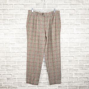 EDITIONS M.R Paris Pleated Trouser Pants tan Gray Glen Plaid 32w